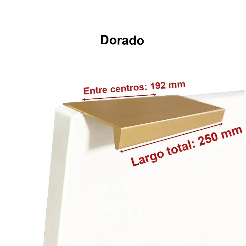 Tirador perfil de canto para puertas de cocina y armario – aluminio negro, plata o dorado – 80 a 500 mm