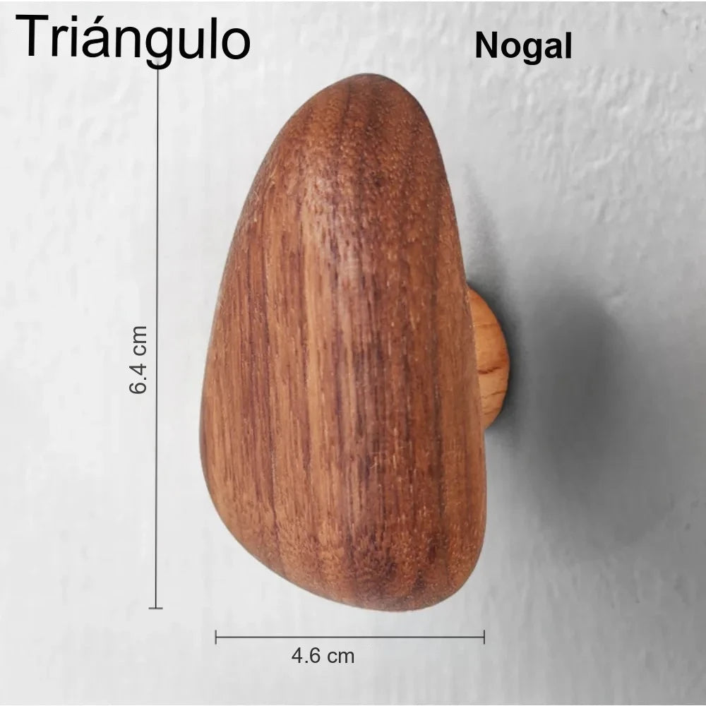 Pomo de madera de nogal macizo para muebles y cajones – forma de canto rodado – 4 formas