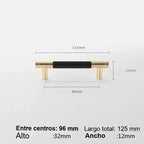 Tirador de cocina moleteado dorado y negro – aluminio – para muebles y armarios – pomo, 96, 128 o 256 mm