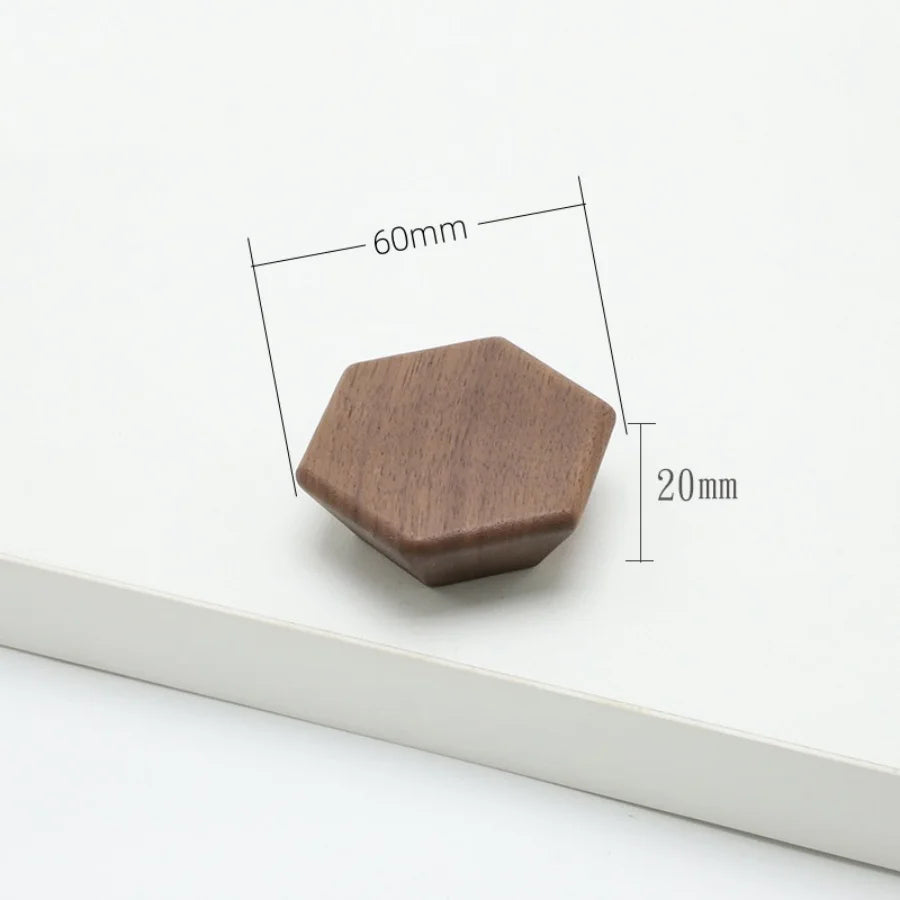 Pomo de madera maciza para muebles y cajones – hexagonal, redondo, cuadrado o seta – haya o nogal