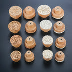 Pomo de madera y ratán para muebles y cajones – tejido a mano – pack de 2 – Ø 30 a 45 mm